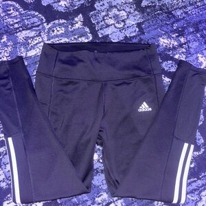 Adidas Women’s Black Leggings with White Stripes